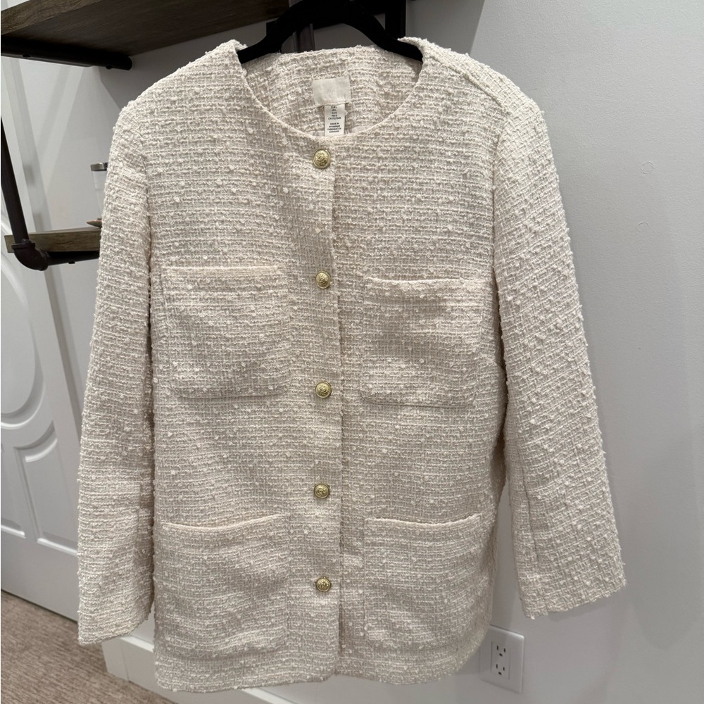 H&M Cream Blazer Tailored Suit Jacket